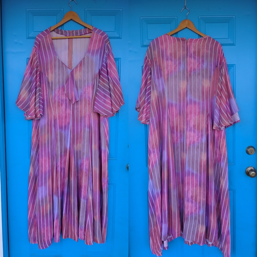 Vintage 70's 4X Boho Watercolor Maxidress
